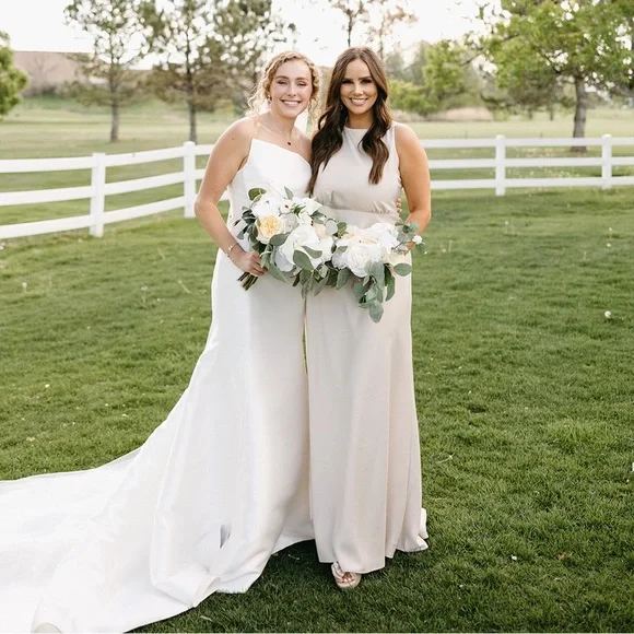 BHLDN Beckett Satin Charmeuse Maxi Dress - Champagne